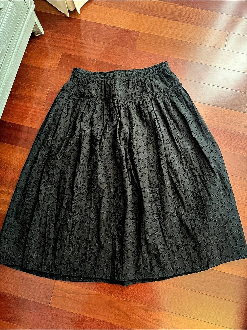 Madewell Eyelet A-Line Skirt in Black Small Like New